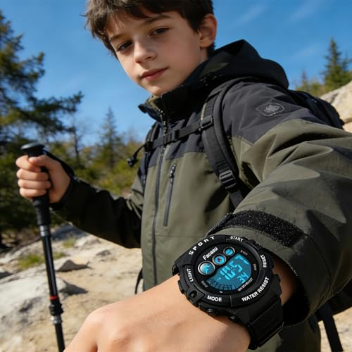 Image of Kids Watch Digital for Boys-Waterproof Kids Sports Watch with Light, Alarm&Snooze,Stopwatch Military Design Silicone Band Gift for Birthdays,Christmas Outdoor Activities(8+ Years)