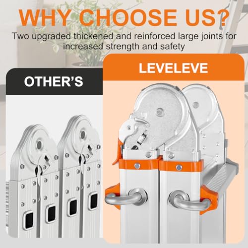 image for LEVELEVE 22FT Extension Ladder,A Frame 6 Step Ladder with Stabilizer B