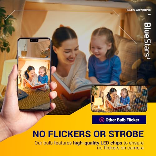 BlueStars G45 E26 Edison Style LED Light Bulb 120V 5W (60 Watt Equivalent) - High Output Warm White Light 2700K 550lm, LED Filament Bulb for Home Pendant Antique Light Fixtures - Pack of 3