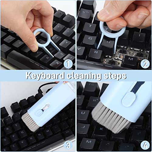 7-in-1 Electronic Cleaner Kit - Portable Cleaning for Airpods Laptop, Keyboard, with Cleaning Pen Brush Spray for Phone iPad Computer Screen/Keyboard/Headphones/Bluetooth Earphones (Blue) - Thumbnail 4