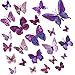 24 Pièces 3D Papillon Stickers Muraux Décoration Papillon pour Fête, Chambre, la Décoration de Gâteau, pour Filles et Garçons (Violet)