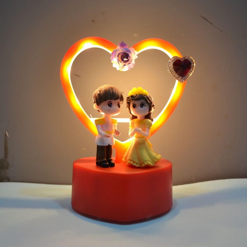 CraftVatika Love Couple Showpiece with Lighting Gift for Love Couple Wife Girlfriend, Anniversary Wedding Valentine Day Gift for Him Her (Red)