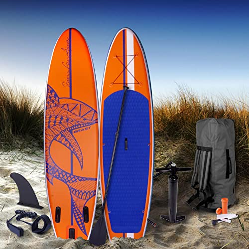 Brast Tabla Paddle Surf Hinchable Shark | 300-365Cm Muchos Modelos | Incl. Accesorios Correa Para El Pie, Bomba, Mochila De Transporte | Azul Verde Amarillo Rojo Turquesa Naranja Rosa