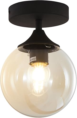 Miniatura 9 de KCO Iluminación de mediados de siglo - Lámpara de techo semiempotrada moderna con globo blanco, lámpara de techo empotrada, lámpara de techo negra