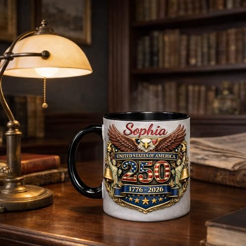 Taza personalizada conmemorativa 250 años 11 oz cerámica miniatura 6