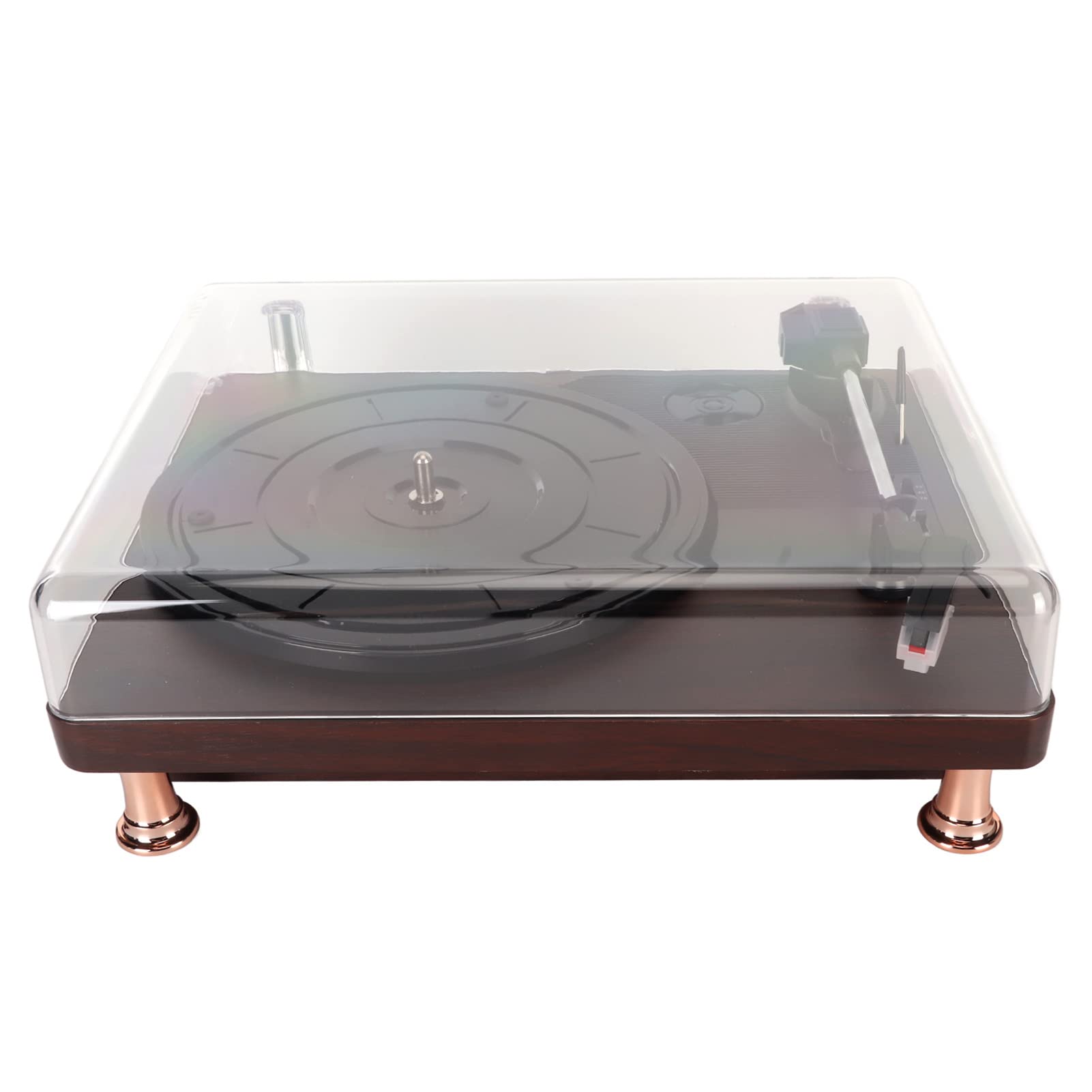 Fonograph Vintage Giradischi con Copertura per Polvere e Jack da 3,5 Mm, Altoparlante Stereo Incorporato per Dischi in Vinile, Ideale per gli Amanti della Musica in Vinile (Spina europea)
