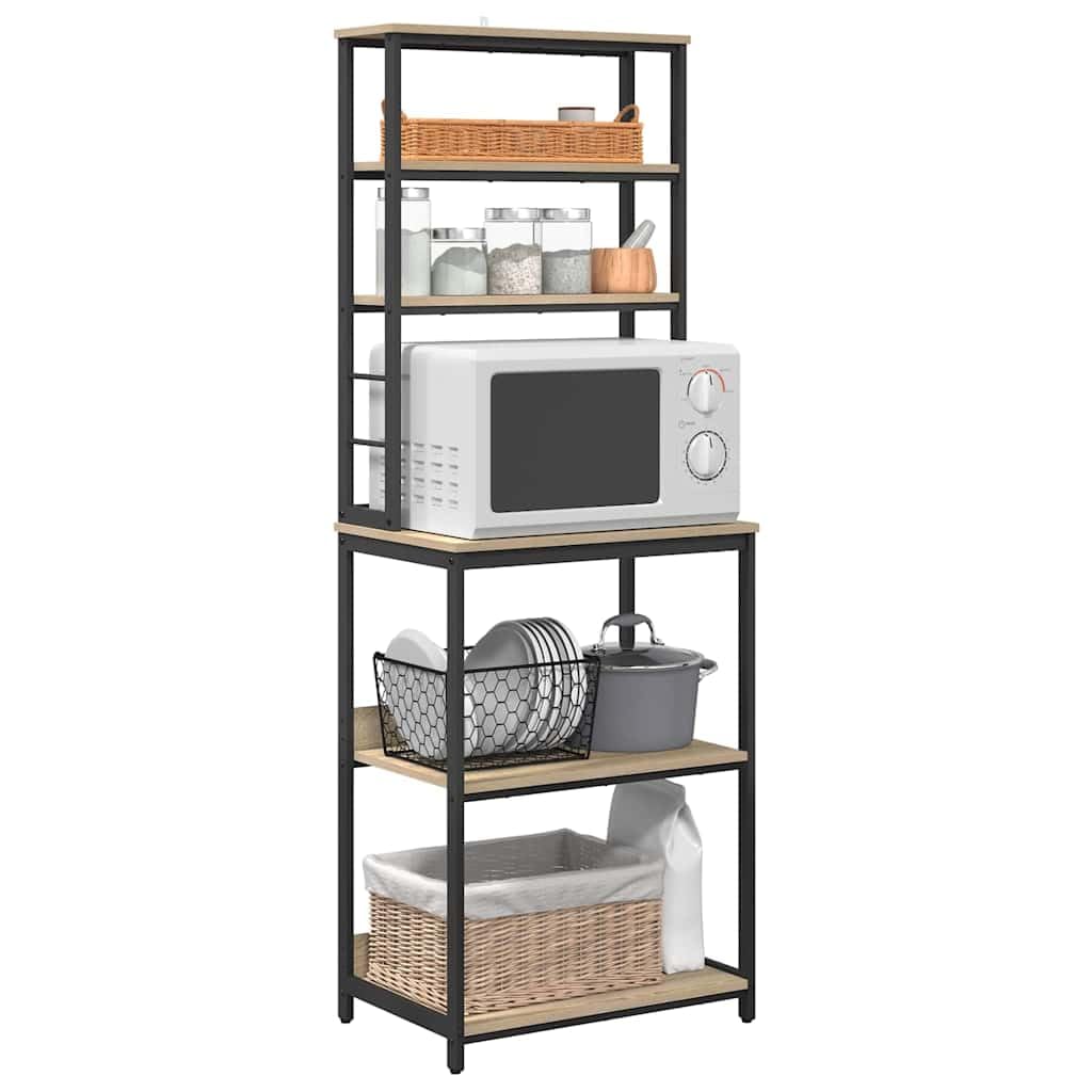 Industrielles Standregal Küche aus Holzwerkstoff mit Stahlrahmen, 60 x 40 x 168 cm, freistehendes Industrieregal für Kochutensilien und Deko, pflegeleicht