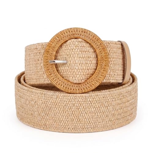 Rrwin Rattan Straw Raffia Summer Belts for Women 2026 Elastic Stretch Woven Waist Wide Band