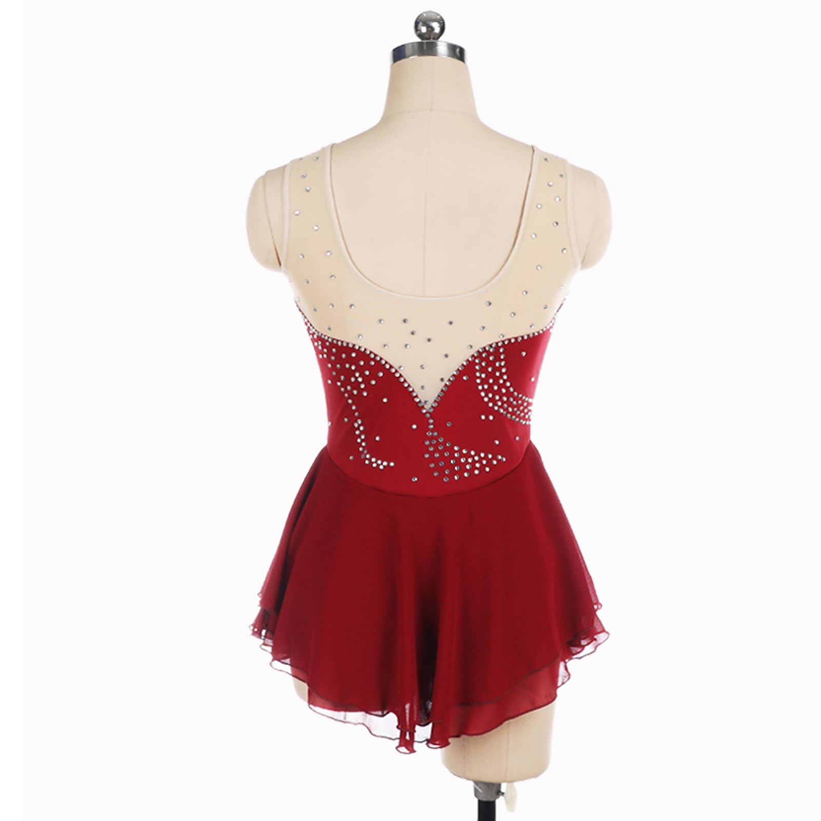Maillot Patinaje Artístico Niña Vestido Brillante De Danza Ballet Maillot con Falda De Gimnasia Ritmica Disfraz Bailarina Niña,Light Blue,3XS
