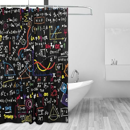 Rideau de douche mathématiques en polyester 183x183cm avec oeillets - 4