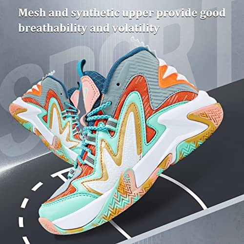 Image of VITUOFLY Kids Basketball Shoes Boys Sneakers Girls Mid-top Sports Shoes | Ankle protection, Non-slip TPR outsole, Cushioned shock-absorbing EVA midsole, Indoor outdoor sports for little & big kids