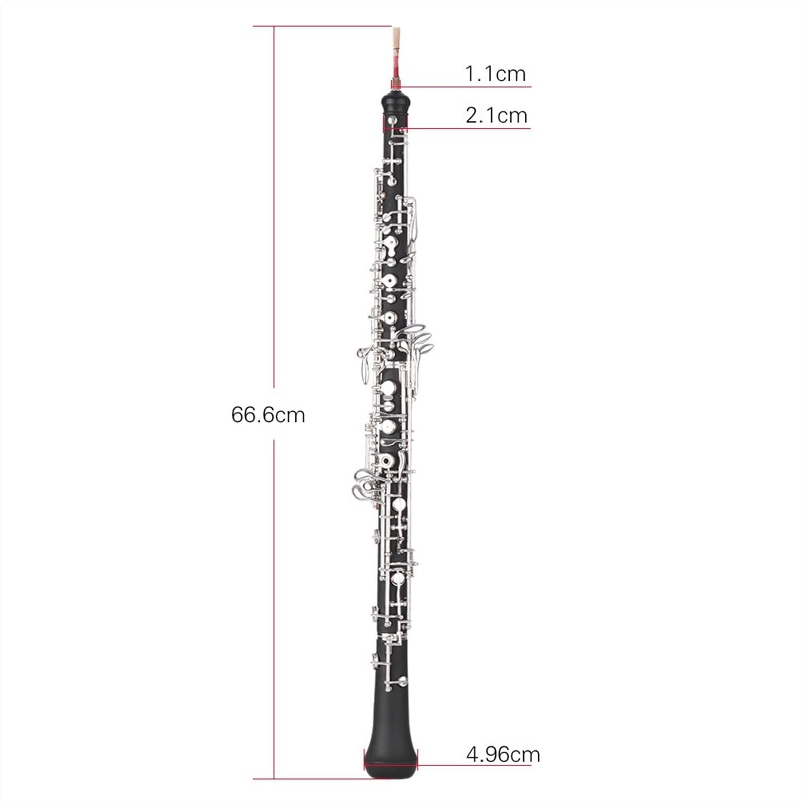 Strumento Oboe Professionale C- Chiave Strumento Argentato Legni Tastiera Oboe Stile Semi- Auto con Custodia Principiante di Oboe