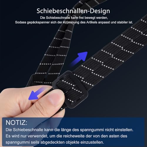 2 Stücke Gepäckspanner, Expander mit Haken, Spanngurte mit Haken, Spanngurte Kurz Mit 4 Schiebeschnalle, Spanngurt Fahrrad, Gepäckträger Spanngurt für Motorrad Fahrrad usw