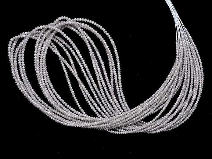 Kashish Gems & Jewels Rondelle-Perlen, natürliche AAA+, feine graue Diamanten, mikrofacettierte Rondelle-Perlen, 38,1 cm Strang, seltene weiße Diamanten, lose Perlen für Schmuck