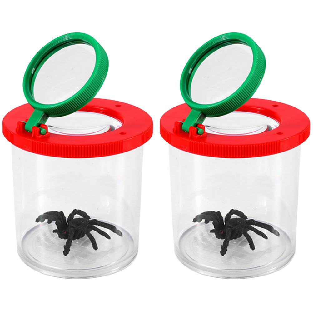 Homoyoyo Bug Viewer Pots, 2-pack Insert Bug Viewer Magnifier Box with Dual Lenses for Kids' Outdoor Exploration And Classroom Science Tools