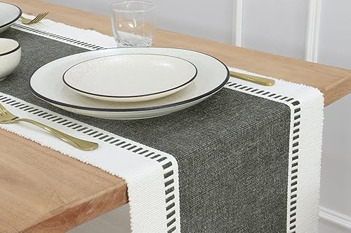 Image of North Field Handwoven Soft Cotton Table Runner for 4-6 Seater - Handloom Traditional Indian Design - Eco-Friendly Dining Decor - 100% Cotton | 14X54 Inch | 0.5 Kg (Sea Green)