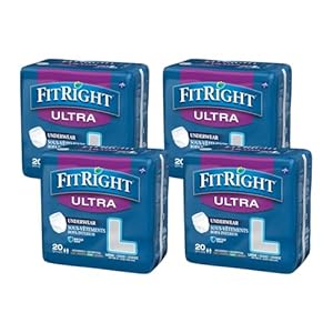 FitRight Ultra Adult Incontinence Underwear, Heavy Absorbency, Large, 40 – 56, 4 Packs of 20 (80 Total)