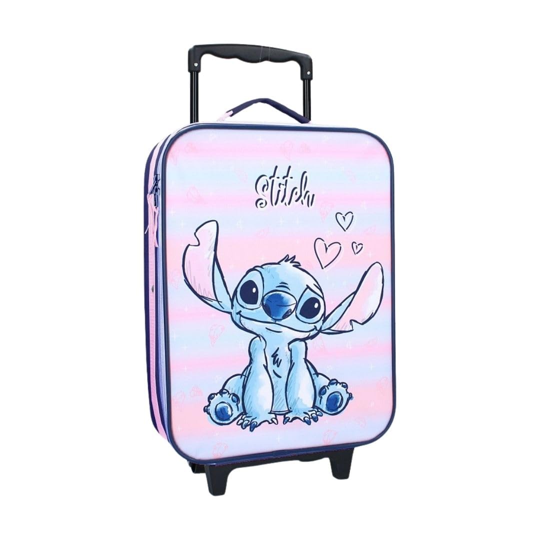 mybagstory - Valise – Stitch – Violet - Enfant – Bagage – Voyage – Vacances – Valise Fille - Taille 42 cm – Roulettes – Idée Cadeau