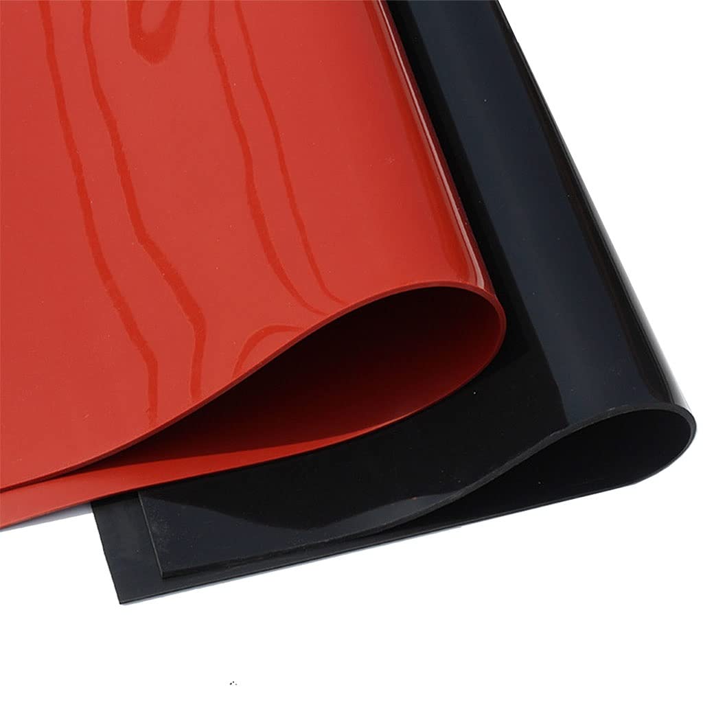 Lámina de caucho silicona negra y roja 50 cm x (20 20 pulgadas), grosor 1 mm, 2, 3, 4 5