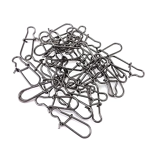 100*PCS Broches de Bloqueo de Pesca Conector Giratorio de Pesca Emerillones Imperdibles de Pesca Swivels Alta Resistencia Acero Inoxidable con Diseño de Bloqueo Rápido Abierto para Pesca al Aire Libre Cover