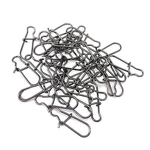 100*PCS Broches de Bloqueo de Pesca Conector Giratorio de Pesca Emerillones Imperdibles de Pesca Swivels Alta Resistencia Acero Inoxidable con Diseño de Bloqueo Rápido Abierto para Pesca al Aire Libre