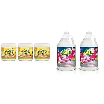 OdoBan Solid Odor Absorber Eliminator for Home and Small Spaces, Citrus Scent, 14 Ounces Each, 3-Pack Pet Solutions No Rinse Neutral pH Floor Cleaner Concentrate, 2-Pack, 1 Gallon Each