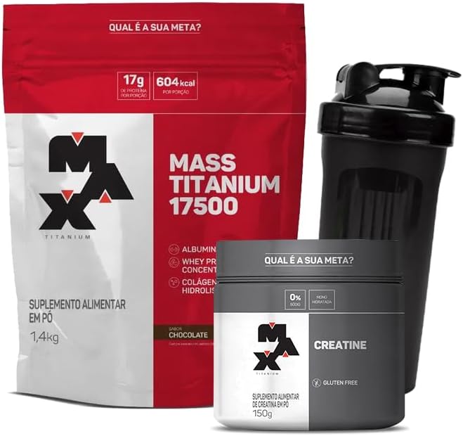 Kit Hipercalórico Mass Titanium 1.4kg + Creatina 150g + Coquetele...