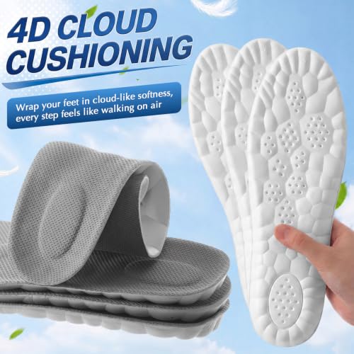Image of Unittype 15 Pairs 4d Cloud-Soft Comfort for Men Memory Foam Cushion Insoles Breathable Massage Shoe Inserts with Arch Support for Anti-Fatigue Shock Absorption Relieve Foot Pain (us M 7-11)
