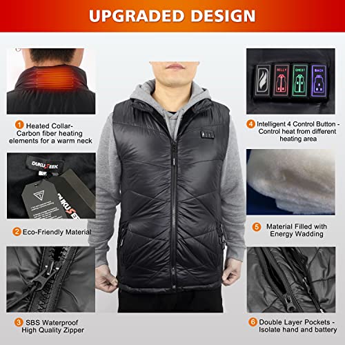 DUKUSEEK Lightweight Heated Vest, Men Rechargeable Heating Vest w/ 7.4V Battery and Hand Warmer for Hiking Camping4