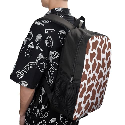 Brown Cow Skin Pattern Backpack Simple Leisure Travel Backpack Outgoing Daypack 17 Inch4