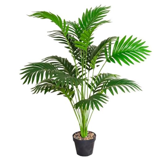 Palmera artificial 80 cm Vida real la palmera de areca falsa maceta con 18 ramas verdes frescos grandes plantas artificiales en el interior de plantas falsas para decoración del hogar de la oficina