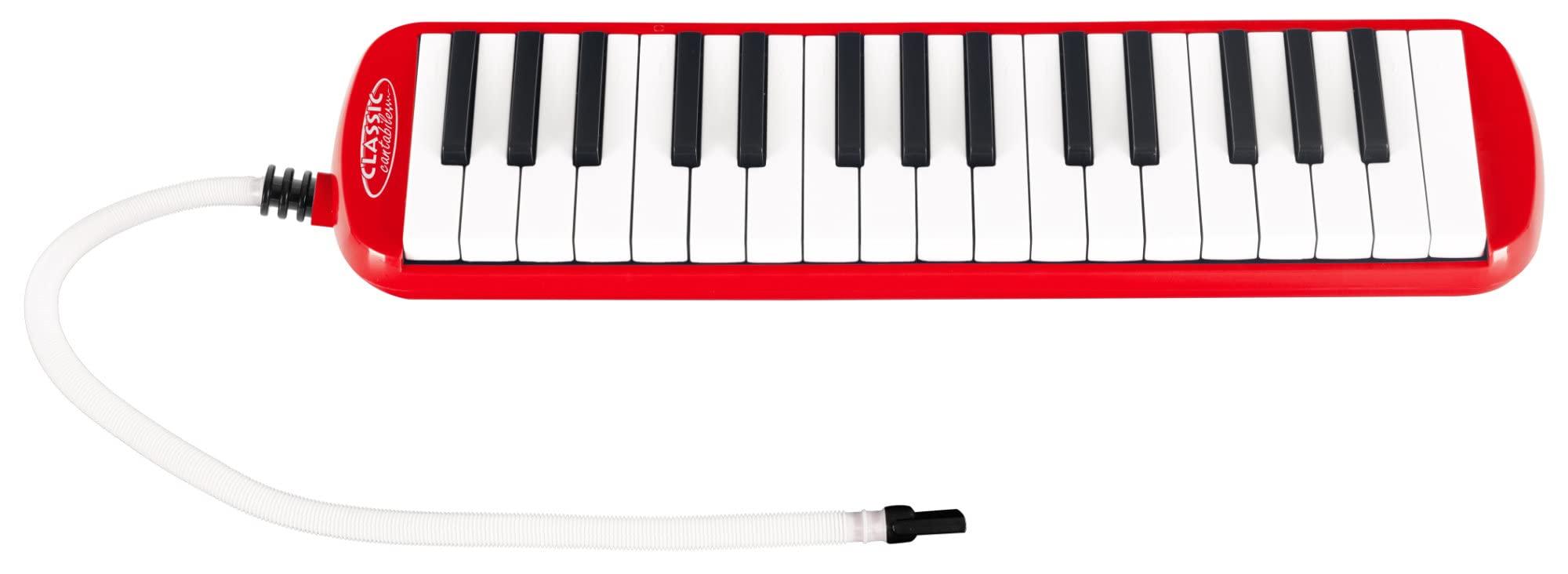 Classic Cantabile FML-32 RD Melodica de 32 teclas (rango f-c³) con folleto de 5 canciones, pegatinas, estuche, boquilla y tubo de soplado. Color rojo.