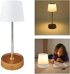 Luminária De Mesa Abajur Retrátil Recarregável USB Touch Led Luz Quente Telescópica Estudo Escritório Leitura Cabeceira Compacta Moderna Design Decorativo Ajustável Bivolt