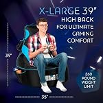 Throne Boss Gaming Bean Bag Chair Cover for Adults with High Back, Blue – Large Floor Gaming Chair Cover, Easy to Clean Fabric, Large Pockets, Headphone Hanger, Requires 350 Liters Polystyrene Beans - Image 3