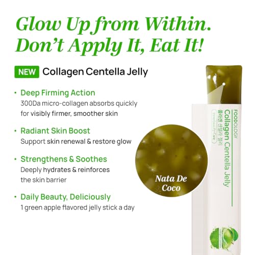 Image of FOODOLOGY Coleology Collagen Centella Jelly, Gree Apple Flavor, 10 Sticks
