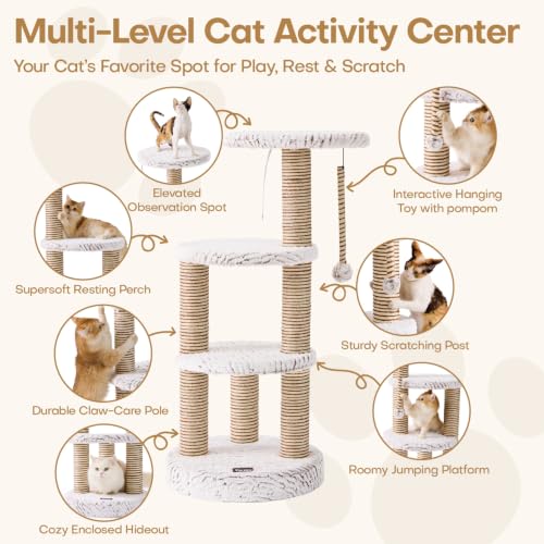 Torre para Gatos Multi-niveles con Rascador y Juguete Beige miniatura 2