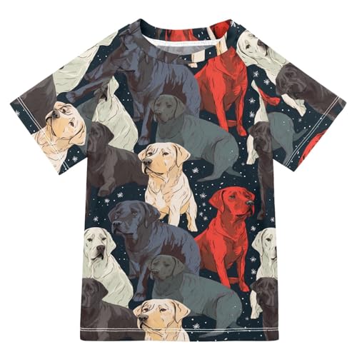 ALAZA Kids Rash Guard Girls Boys Toddler Swim Shirts Short Sleeve Dog Colorful UPF 50+ 3T