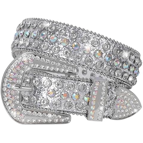 SUOSDEY Rhinestone Belt Unisex Sequin Strap Bling Crystal Western Studs Glitter Luxury Belt for Jeans Pants Dress Cover