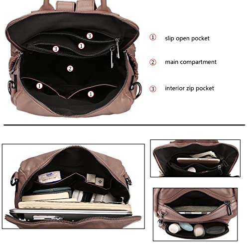 Image of Uromee Travel Backpack Purse for Women Vegan Leather Ladies Fashion Tassel Shoulder Bag Convertible