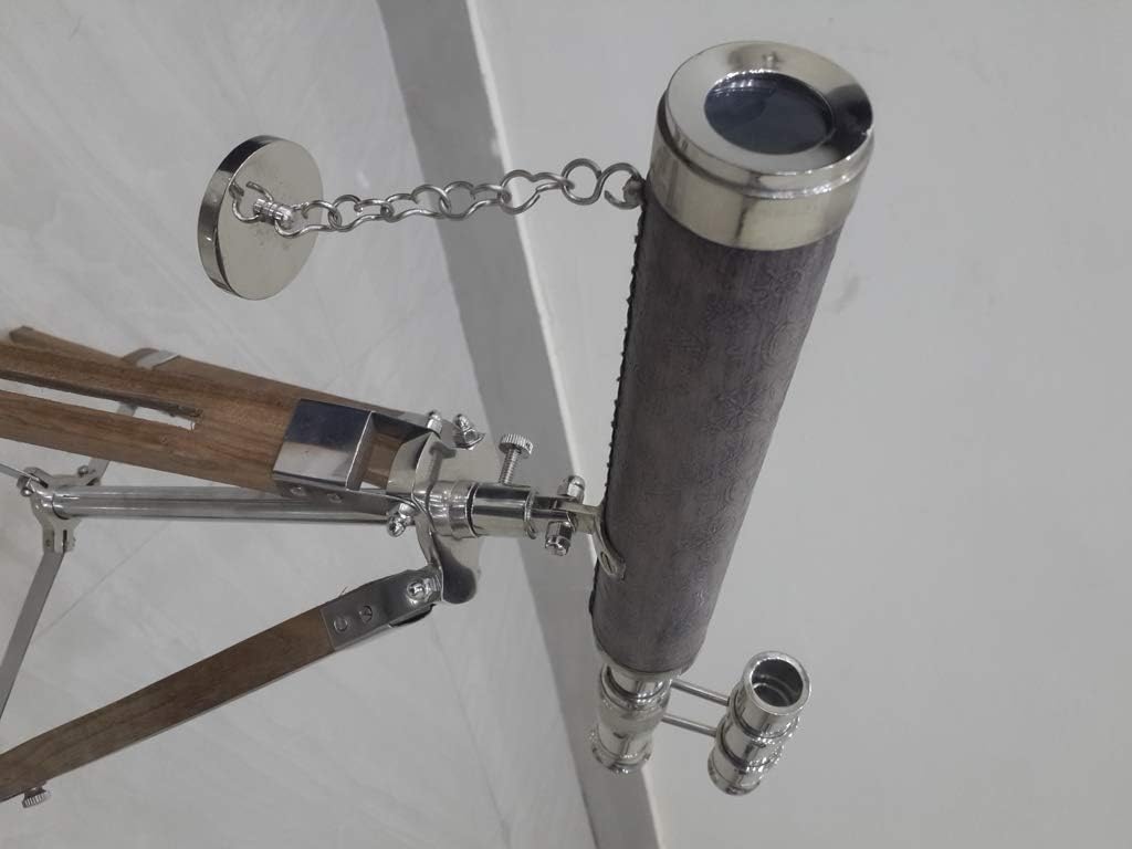 Nautical Telescope Double Barrel Leather Desk Standing Tripod Telescope Spyglass Rustic Vintage Home Decor Gifts