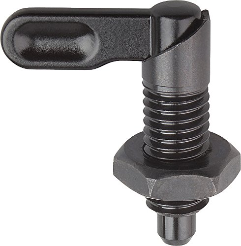Kipp 03099-0712A7 Steel Cam Action Indexing Plunger, Style D, Inch, Black Oxide Finish, 12 mm Locking Pin Diameter, 3/4-10 Thread