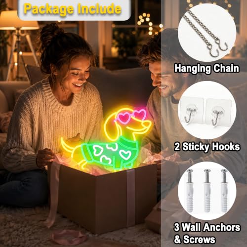 Image of Happy Dog Neon Sign for Wall Decor Light Up Sign Led Signs for Room Party Home Wall Decor USB Powered