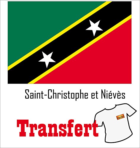 SAFIRMES 3 Transferts pour Textile Clair 25 x 40 mm Drapeau Saint-Christophe et Niévès-Saint Kitts and Nevis-San Cristobal
