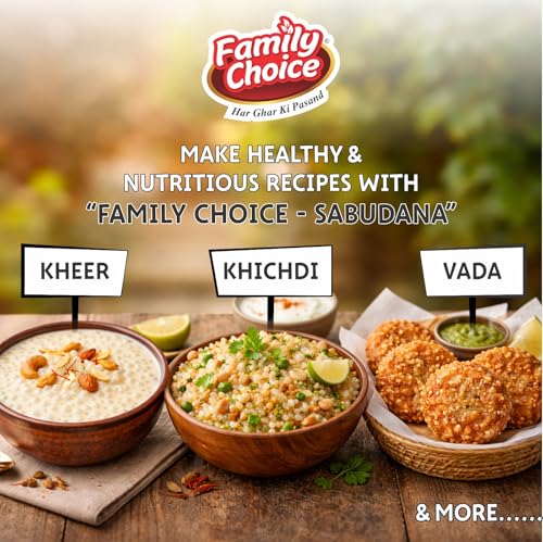 Image of Family Choice Sabudana 500g | Premium Quality Tapioca Pearls | Ideal for Vrat, Khichdi & Fasting Recipes | Non-Sticky Cooking | Hygienically Packed | Free Sample Included