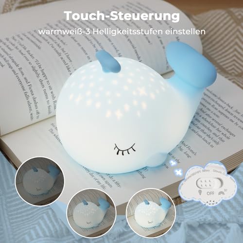 JVURICE Nachtlicht Kinder Wal Silikon Nachtlicht Dimmbar RGB Tier Touch Aufladbare Kinderlicht Schlafzimmer Led Night Light Dekor Kinder… – Ansicht 2