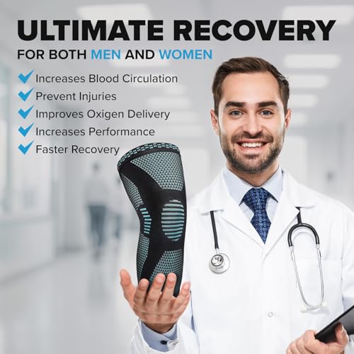 Image of POWERLIX Knee Compression Support Sleeve - Best Knee Brace for Men & Women | Best Knee Brace for Men & Women, support for Running, Basketball, Weightlifting, Gym, Workout, Sports