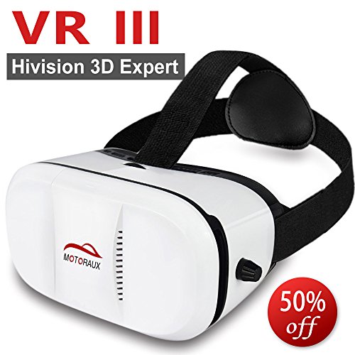 Upgrade Version 3D VR Headset Virtual Reality Glasses Motoraux 3D Movie Visor VR Glasses Innovative Design Fit for iOS, Android & PC Phones Series Within 4.0-5.9 Inches