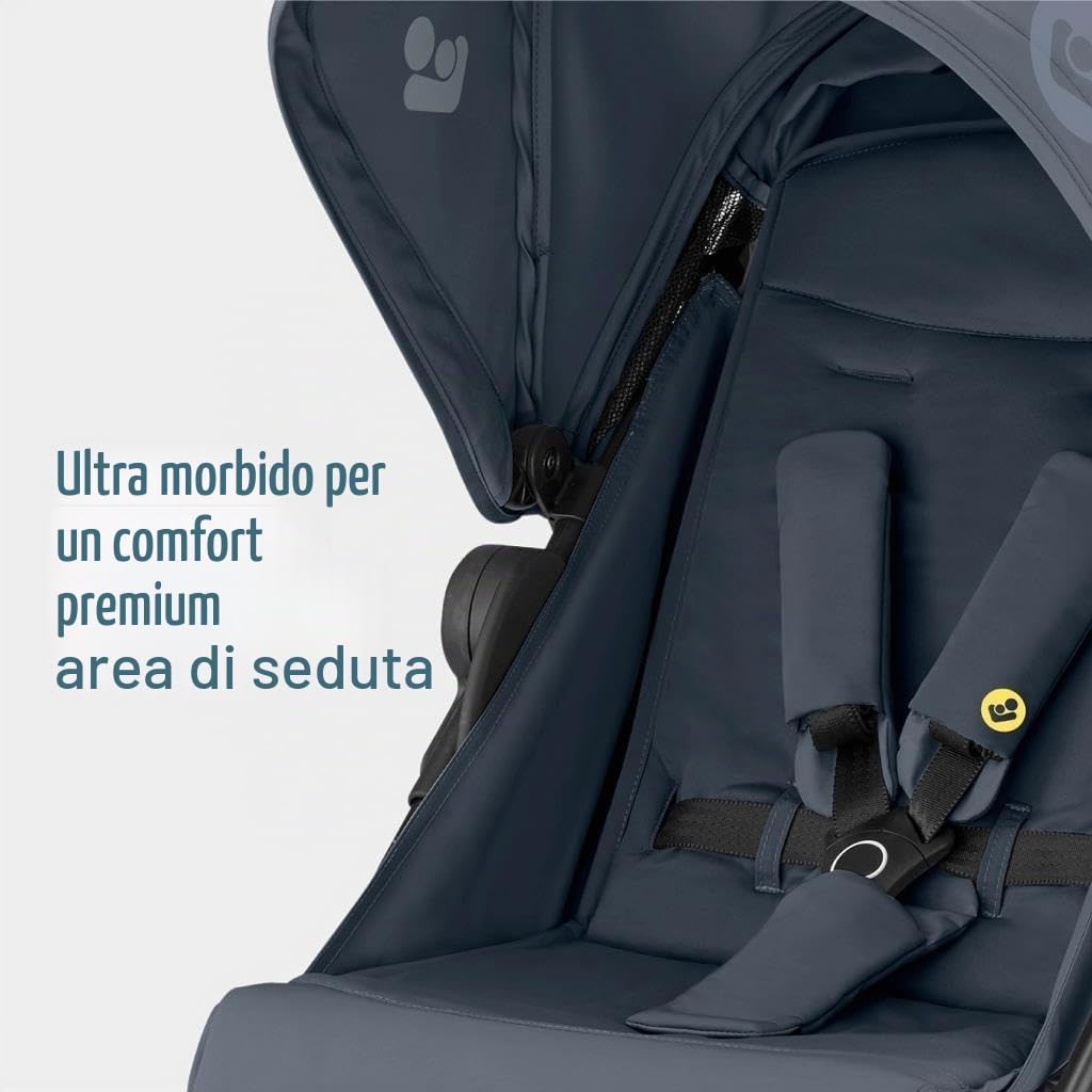 Maxi-Cosi Mara Passeggino Leggero e Compatto, Reclinabile Fino Alla Posizione Nanna, Richiudibile con Una Mano, Seduta Spaziosa e Comoda, Omologato Fino a 22 kg, Brave Graphite