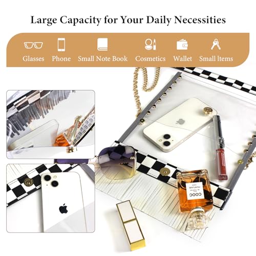 Clear Bag for Stadium Events, Small Clear Crossbody Shoulder Purse with Reflective Tassels for Women Concerts Sports Events4
