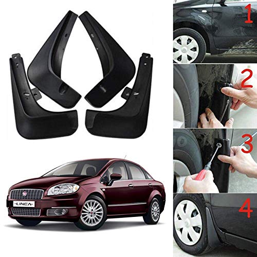 Image of Oshotto (O.E.M Fitting Cup Type) Mud Flap /Splash Guard Compatible with Fiat Linea (Set of 4)
